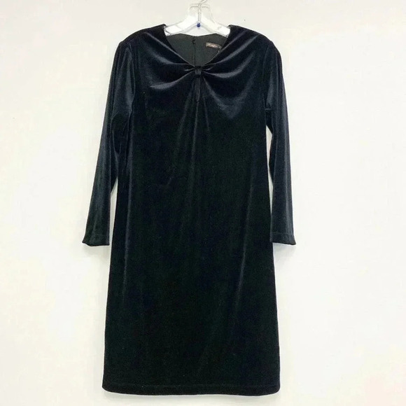 J. McLaughlin Size M Black Velour 3/4 Sleeve Ellie Sheath Dress NEW! - Picture 2 of 5